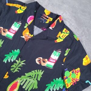 Roark Camp Shirt Mens XL Black Gonzo Tahiti Treat Print Classic Fit Resort RW638